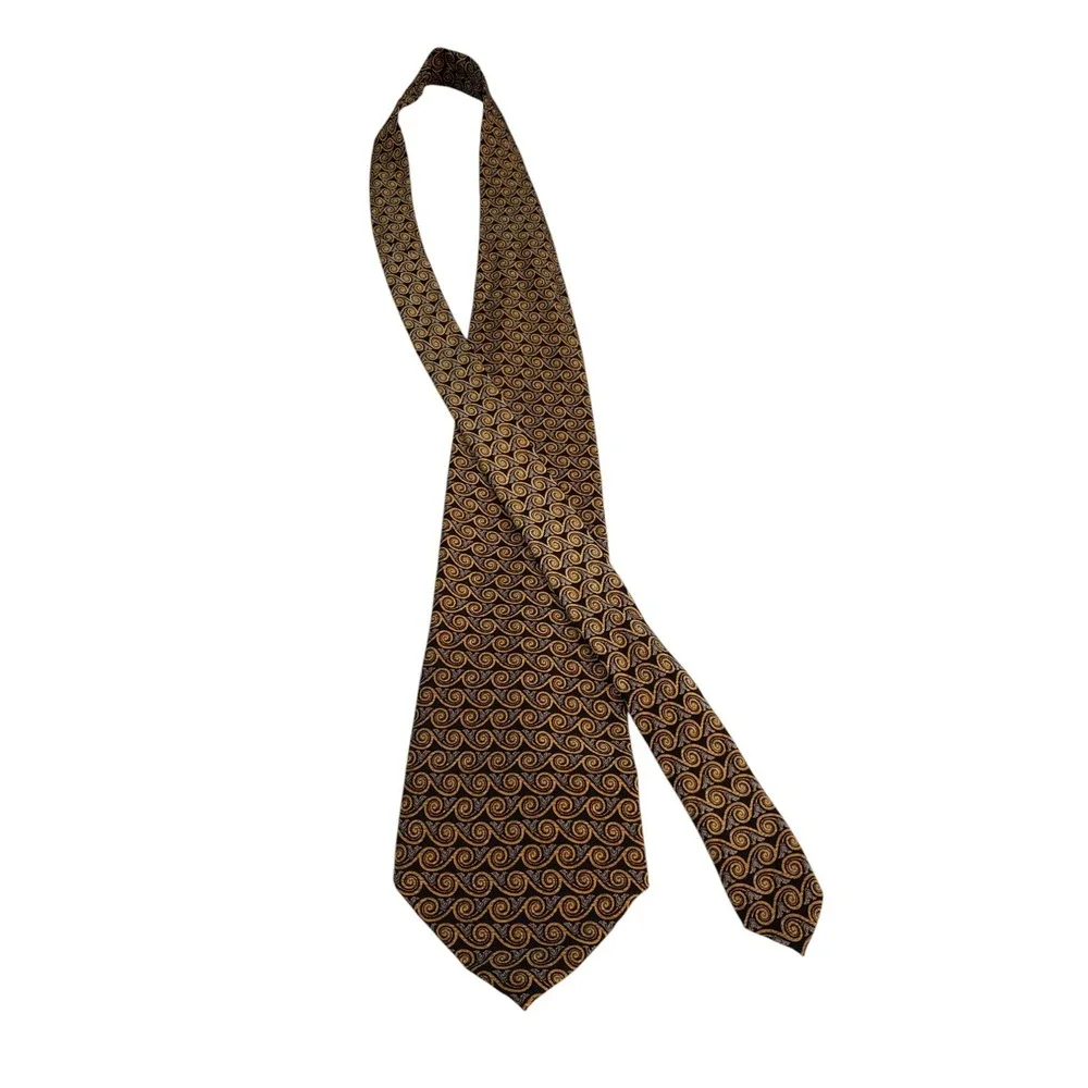 Valentino‎ Mens Tie Necktie Designer Luxury Brown Black Gray Geometric Suit Work